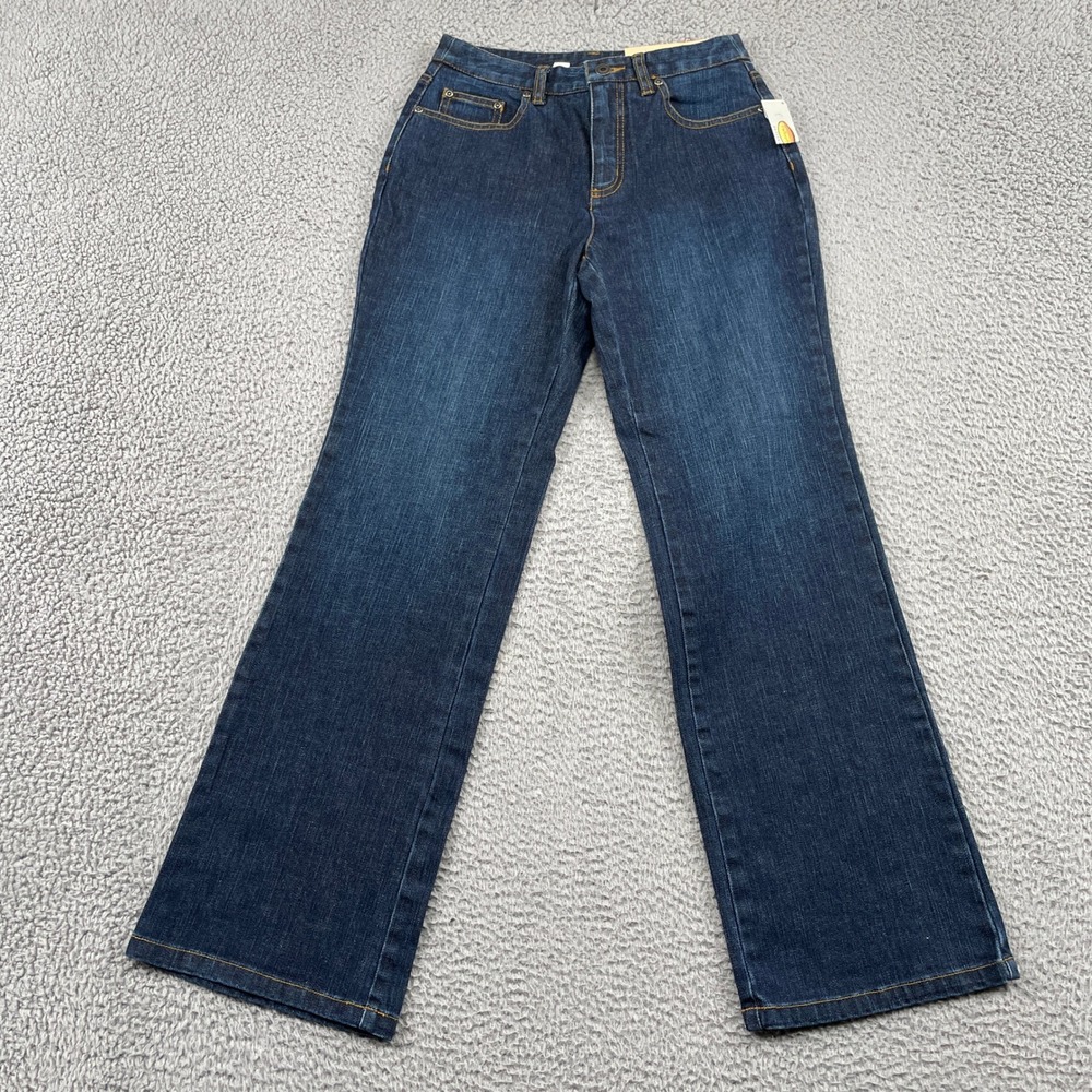 Talbots Jeans Womens 4P‎ Blue Flared Leg Stretch Denim Dark Indigo Petites NEW